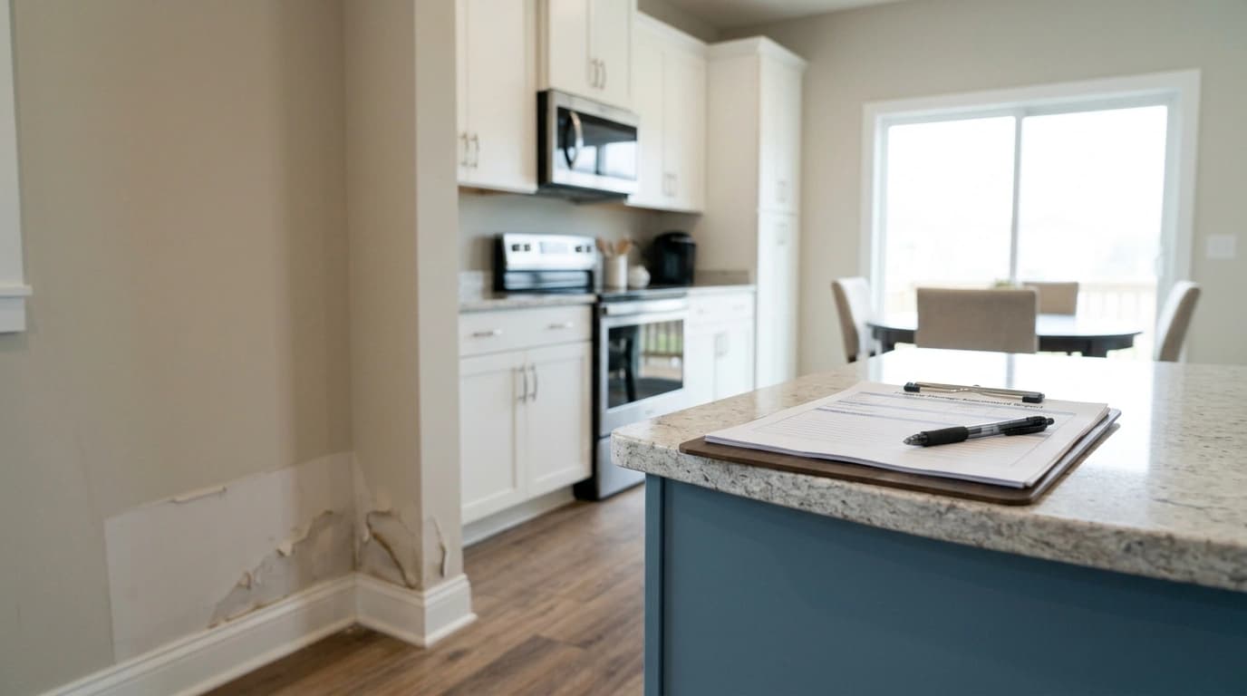 Property damage assessment and management on-site at a residence