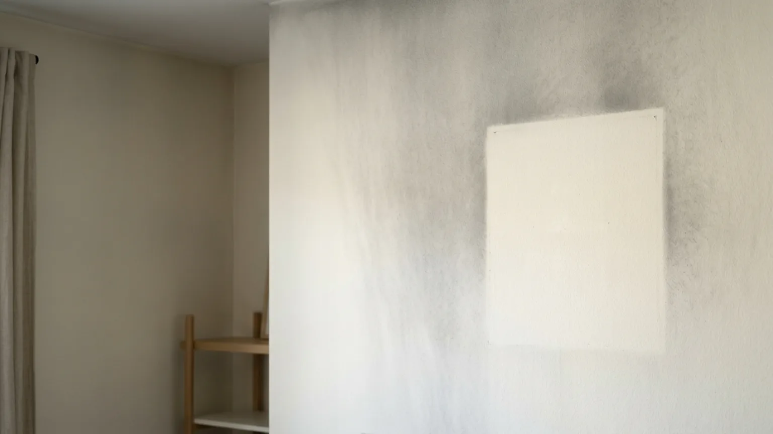 Technician performing smoke and soot cleanup on interior surfaces after a residential fire