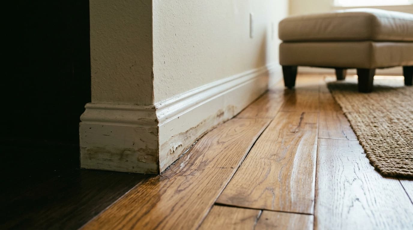 Water damage cleanup in progress inside a residential interior