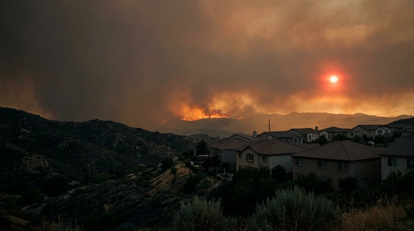 Wildfire smoke and ash impacting a Southern California home exterior